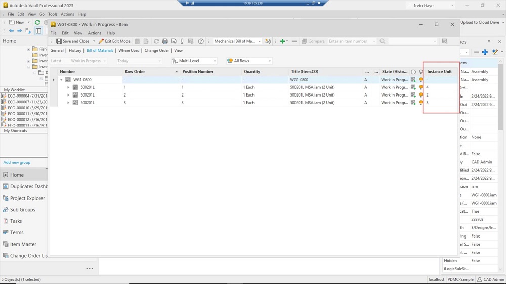 Propiedades de Instancia AutoCAD Vault Propiedades de Instancia AutoCAD Vault