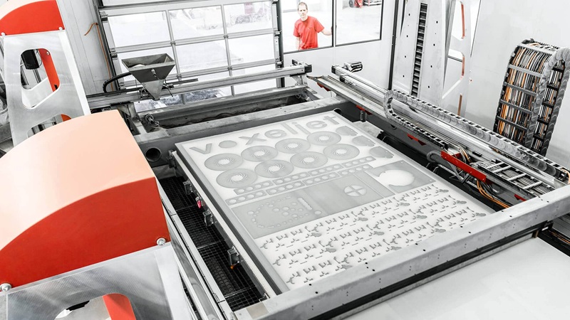 Imagen ilustrativa del interior de la maquina de impresion 3D VX4000 por Voxeljet Imagen ilustrativa del interior de la maquina de impresion 3D VX4000 por Voxeljet